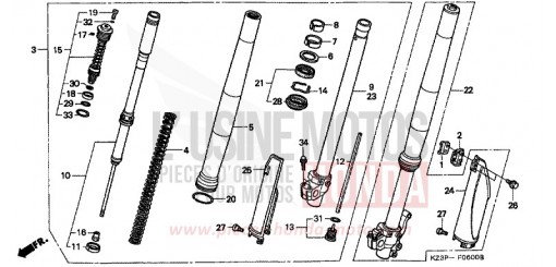 FOURCHETTE AVANT (1) CR250RV de 1997